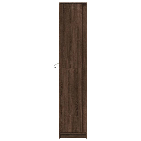 Hoge kast met LED 41,5x32,5x200 cm bewerkt hout bruin eiken - AllerleiShop