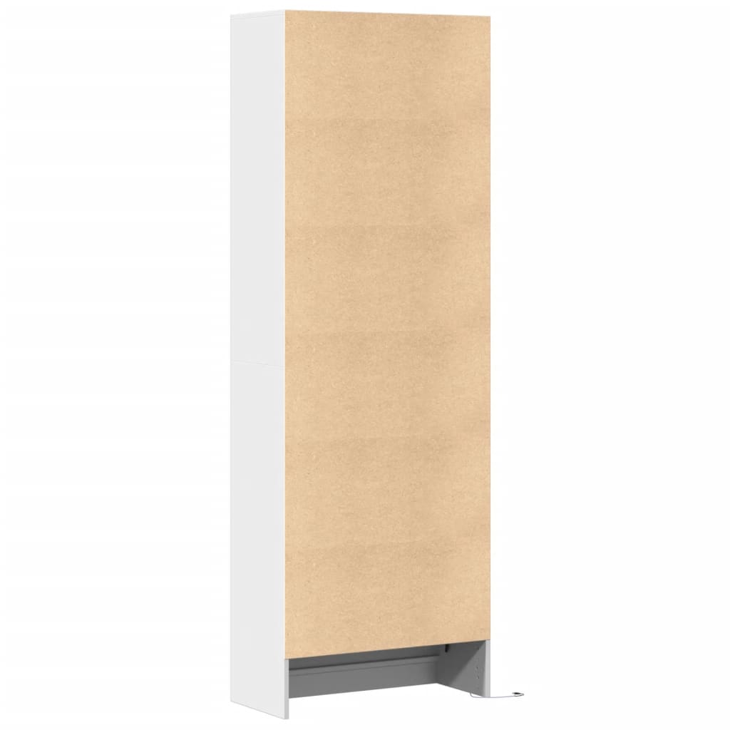 Hoge kast met LED 69x32,5x200 cm bewerkt hout wit - AllerleiShop