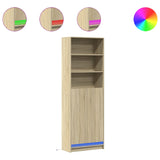 Hoge kast met LED 69x32,5x200 cm bewerkt hout sonoma eikenkleur - AllerleiShop