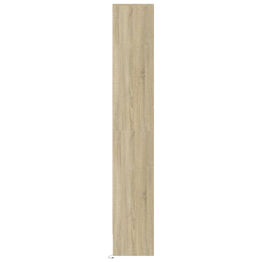 Hoge kast met LED 69x32,5x200 cm bewerkt hout sonoma eikenkleur - AllerleiShop