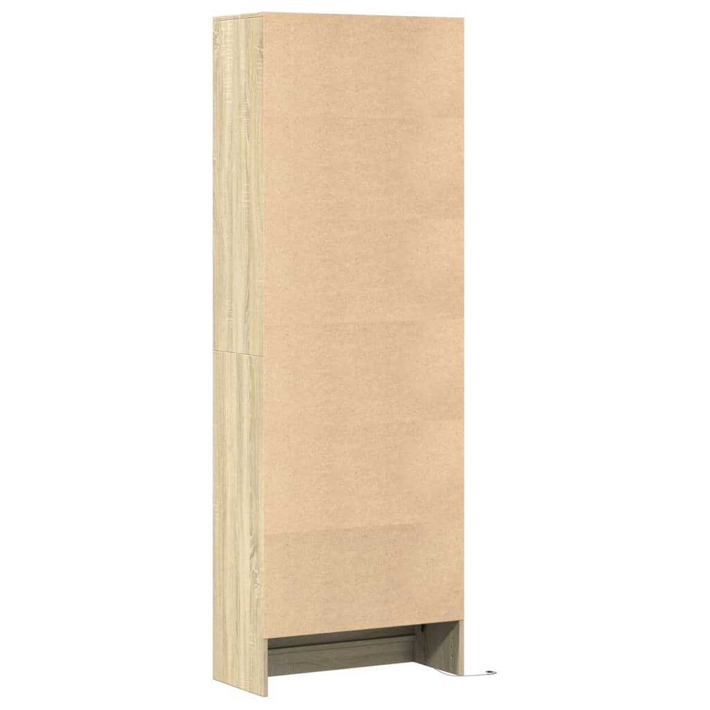 Hoge kast met LED 69x32,5x200 cm bewerkt hout sonoma eikenkleur - AllerleiShop