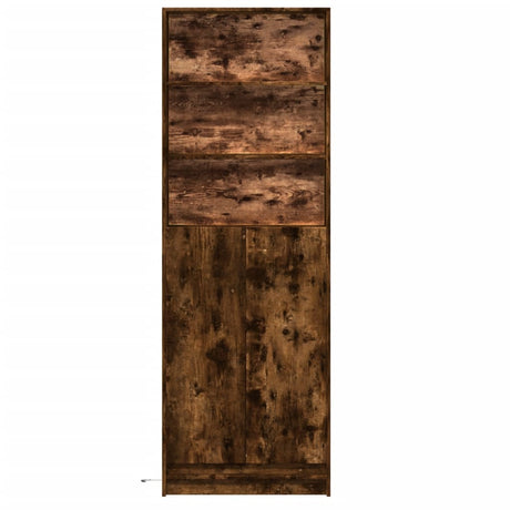 Hoge kast met LED 69x32,5x200 cm bewerkt hout gerookt eiken - AllerleiShop