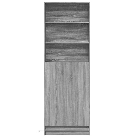 Hoge kast met LED 69x32,5x200 cm bewerkt hout grijs sonoma - AllerleiShop