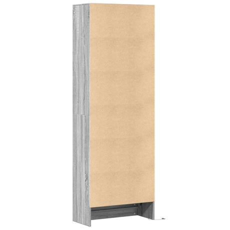 Hoge kast met LED 69x32,5x200 cm bewerkt hout grijs sonoma - AllerleiShop