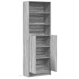 Hoge kast met LED 69x32,5x200 cm bewerkt hout grijs sonoma - AllerleiShop