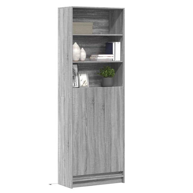 Hoge kast met LED 69x32,5x200 cm bewerkt hout grijs sonoma - AllerleiShop