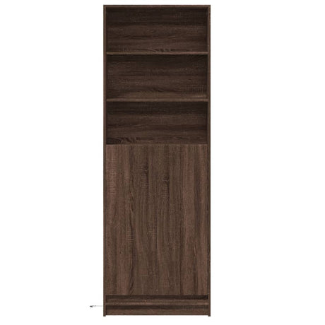 Hoge kast met LED 69x32,5x200 cm bewerkt hout bruin eikenkleur - AllerleiShop