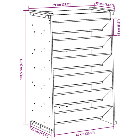 Kruidenbak 6-laags 69x40x101,5 cm massief grenenhout - AllerleiShop