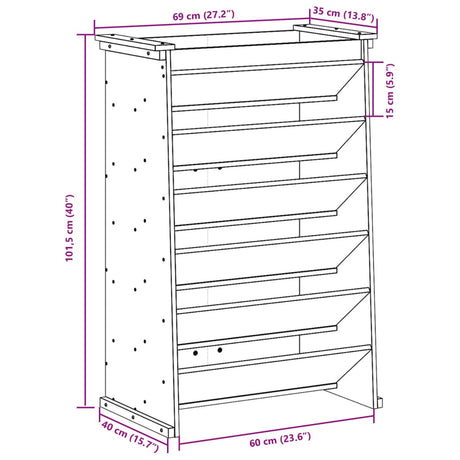 Kruidenbak 6-laags 69x40x101,5 cm massief grenenhout wit - AllerleiShop