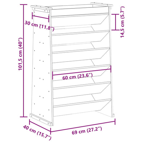 Kruidenbak 6-laags 69x40x101,5 cm massief grenenhout - AllerleiShop