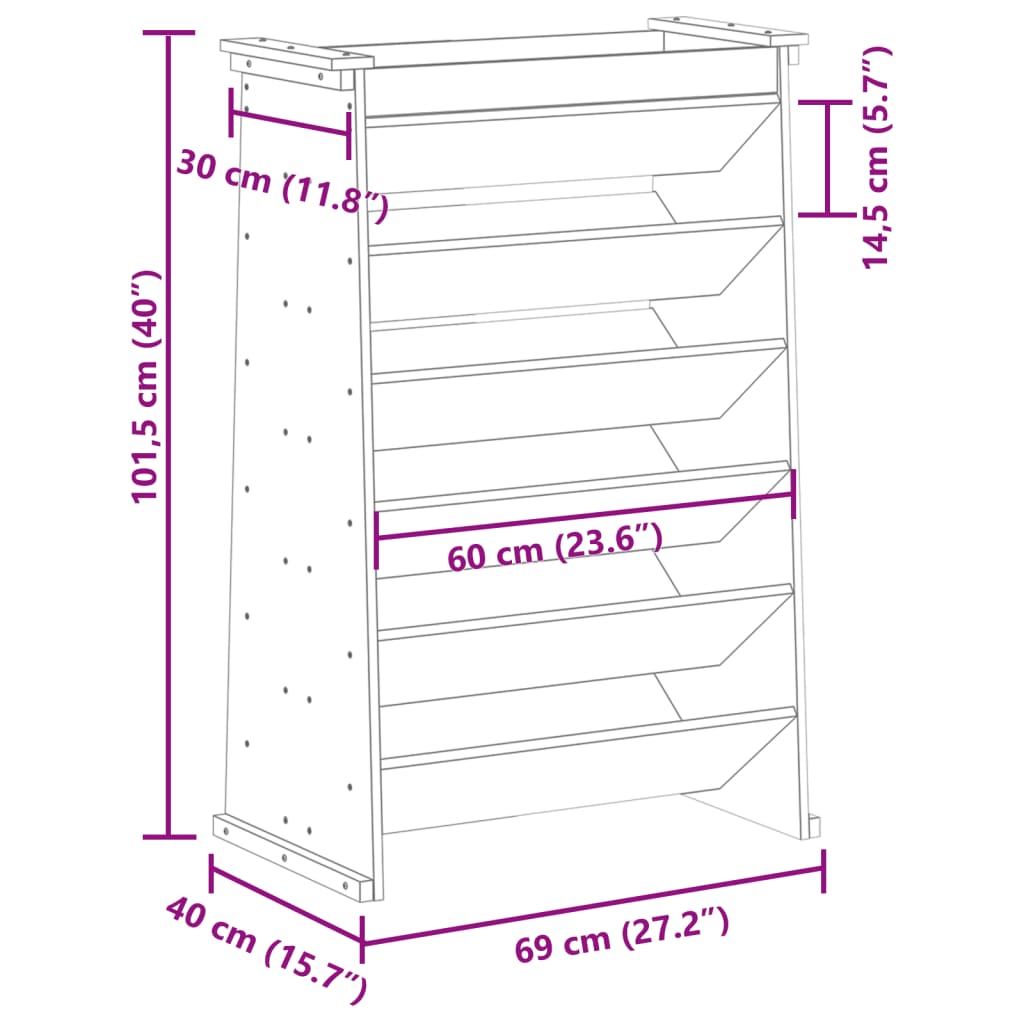 Kruidenbak 6-laags 69x40x101,5 cm massief grenenhout wit - AllerleiShop