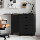 Rolkast met bureau MOSS massief grenenhout zwart