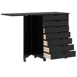 Rolkast met bureau MOSS massief grenenhout zwart