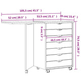 Rolkast met bureau MOSS massief grenenhout zwart