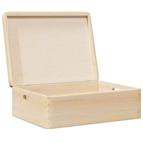 Houten kist met deksel&handvatten 40x30x13cm massief grenenhout - AllerleiShop