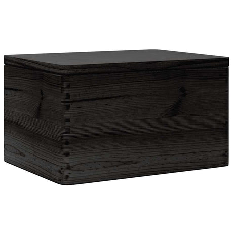 Houten kist met deksel 40x30x23 cm massief grenenhout zwart - AllerleiShop