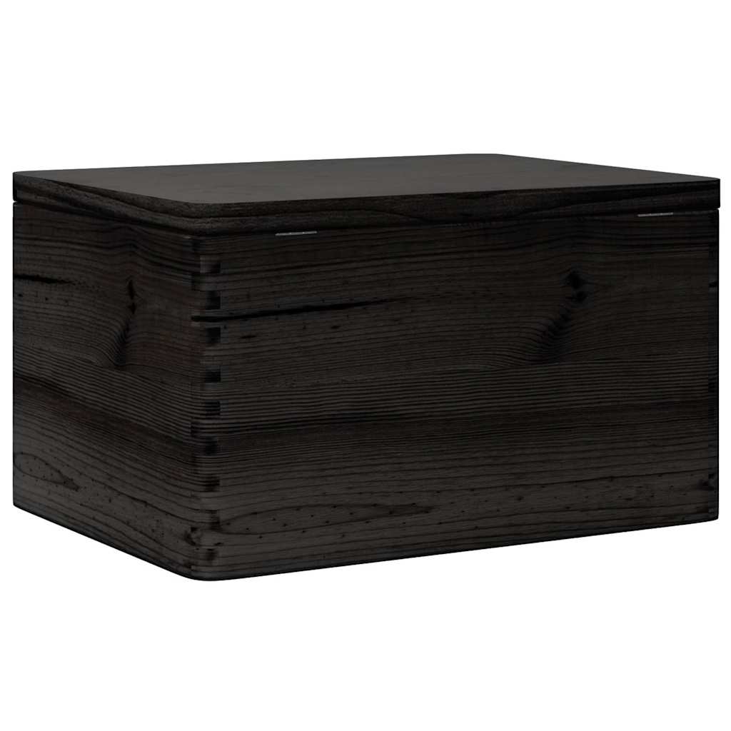 Houten kist met deksel 40x30x23 cm massief grenenhout zwart - AllerleiShop