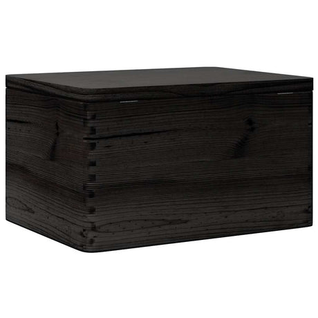 Houten kist met deksel 40x30x23 cm massief grenenhout zwart - AllerleiShop