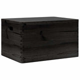 Houten kist met deksel&handvatten 40x30x23cm grenenhout zwart - AllerleiShop