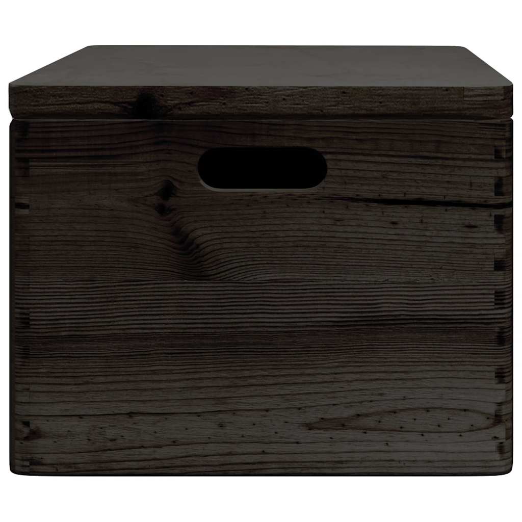 Houten kist met deksel&handvatten 40x30x23cm grenenhout zwart - AllerleiShop