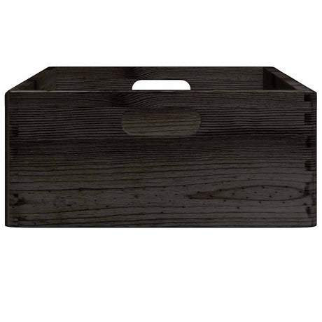 Houten kist met handvatten 40x30x13 cm massief grenenhout zwart - AllerleiShop