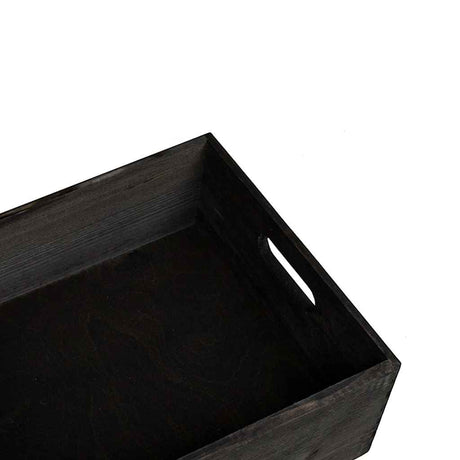 Houten kist met handvatten 40x30x13 cm massief grenenhout zwart - AllerleiShop