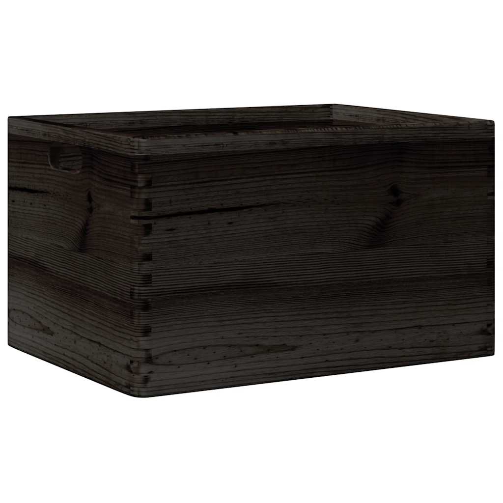 Houten kist met handvatten 40x30x23 cm massief grenenhout zwart - AllerleiShop