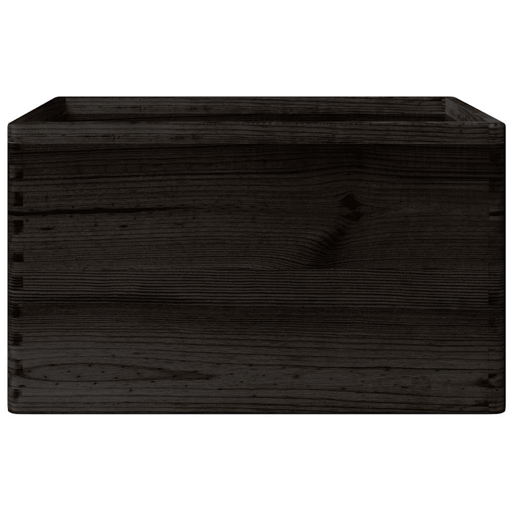 Houten kist met handvatten 40x30x23 cm massief grenenhout zwart - AllerleiShop