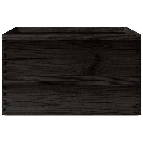 Houten kist met handvatten 40x30x23 cm massief grenenhout zwart - AllerleiShop