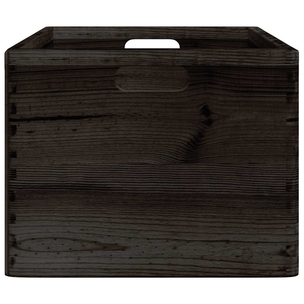 Houten kist met handvatten 40x30x23 cm massief grenenhout zwart - AllerleiShop