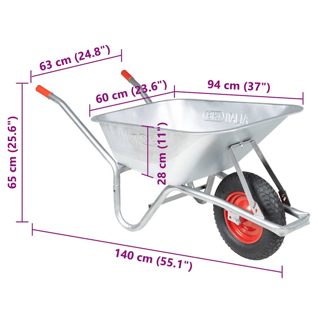 Kruiwagen 90 L 150 kg gegalvaniseerd staal en kunststof - AllerleiShop