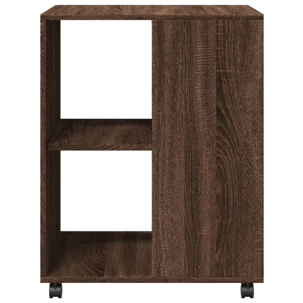 Bijzettafel met wieltjes 55x60x78 cm hout bruin eikenkleurig - AllerleiShop