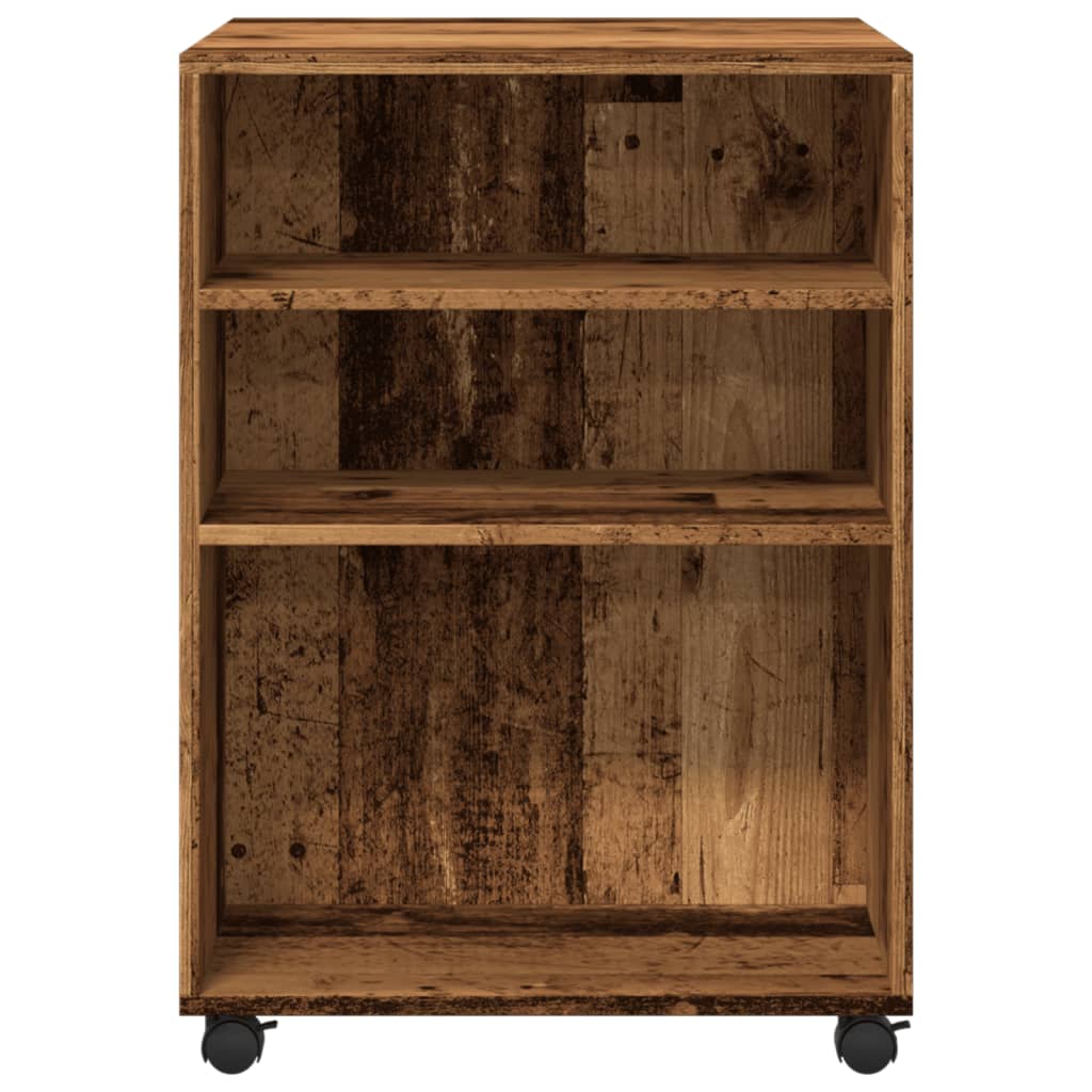 Bijzettafel met wieltjes 55x60x78 cm bewerkt hout oud houtkleur - AllerleiShop