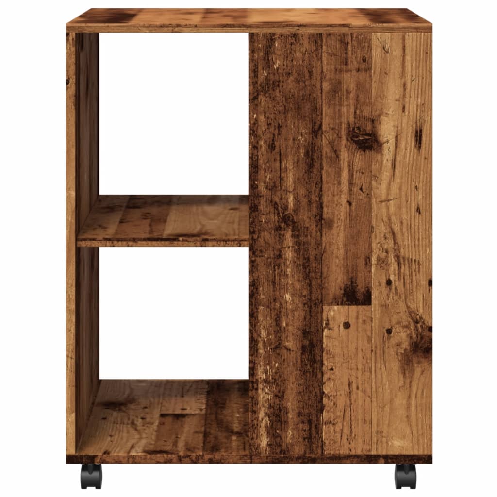 Bijzettafel met wieltjes 55x60x78 cm bewerkt hout oud houtkleur - AllerleiShop