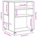 Bijzettafel met wieltjes 55x60x78 cm bewerkt hout oud houtkleur - AllerleiShop