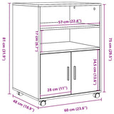 Rolkast 60x48x81 cm bewerkt hout wit - AllerleiShop