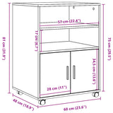 Rolkast 60x48x81 cm bewerkt hout zwart - AllerleiShop