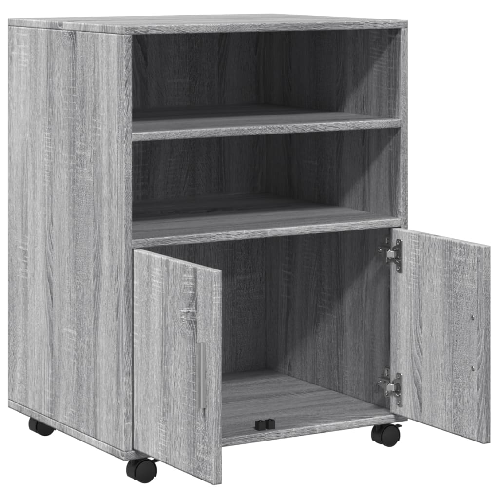 Rolkast 60x48x81 cm bewerkt hout grijs sonoma eikenkleurig - AllerleiShop