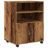 Rolkast 60x48x81 cm bewerkt hout oud houtkleurig - AllerleiShop