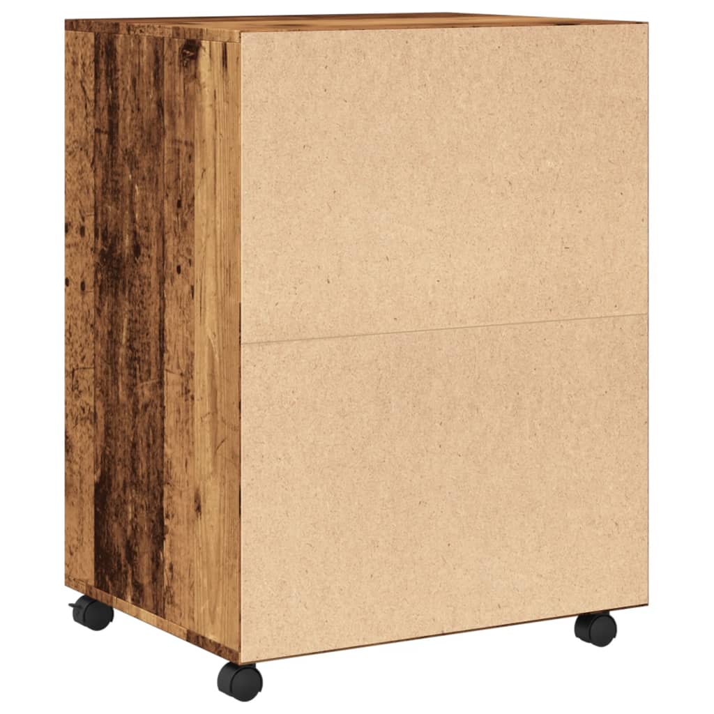 Rolkast 60x48x81 cm bewerkt hout oud houtkleurig - AllerleiShop