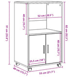 Rolkast 55x40x91 cm bewerkt hout wit - AllerleiShop