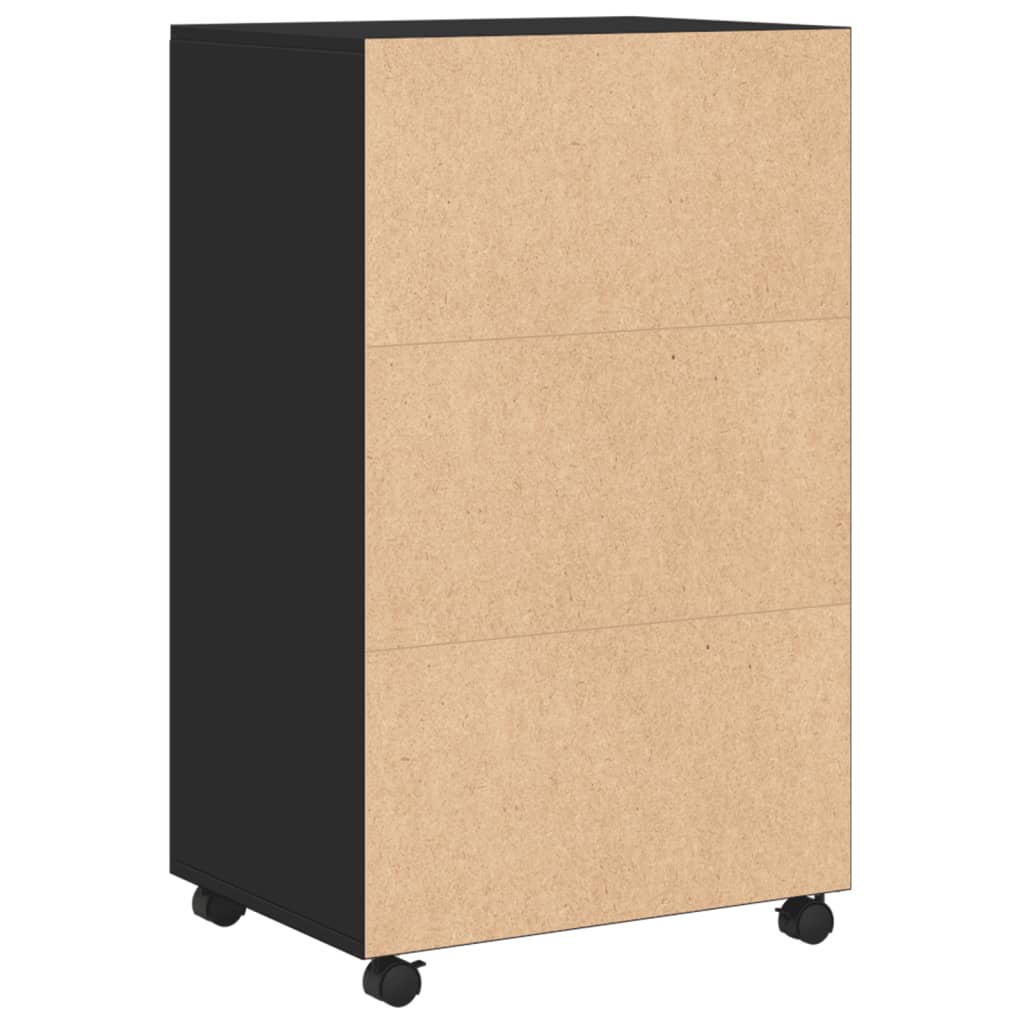 Rolkast 55x40x91 cm bewerkt hout zwart - AllerleiShop