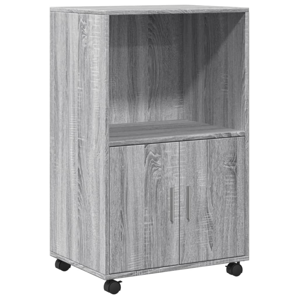 Rolkast 55x40x91 cm bewerkt hout grijs sonoma eikenkleurig - AllerleiShop