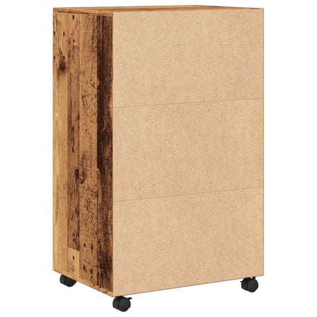 Rolkast 55x40x91 cm bewerkt hout oud houtkleurig - AllerleiShop