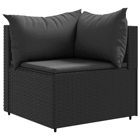 6-delige Loungeset met kussens poly rattan zwart - AllerleiShop