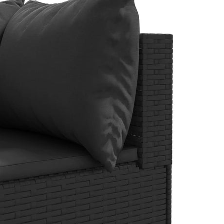 6-delige Loungeset met kussens poly rattan zwart - AllerleiShop