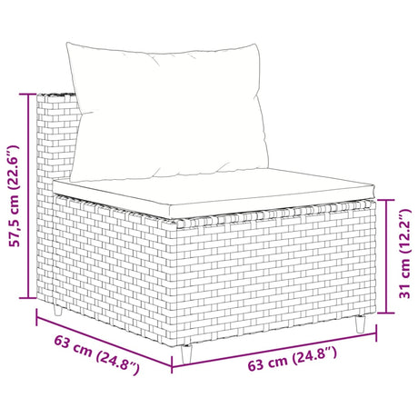 6-delige Loungeset met kussens poly rattan zwart - AllerleiShop