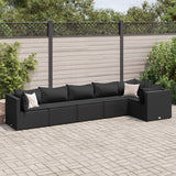 6-delige Loungeset met kussens poly rattan zwart - AllerleiShop