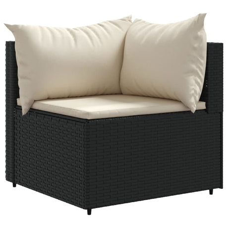 6-delige Loungeset met kussens poly rattan zwart - AllerleiShop