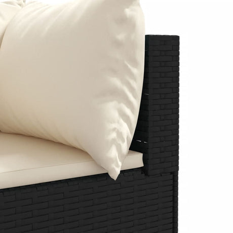 6-delige Loungeset met kussens poly rattan zwart - AllerleiShop